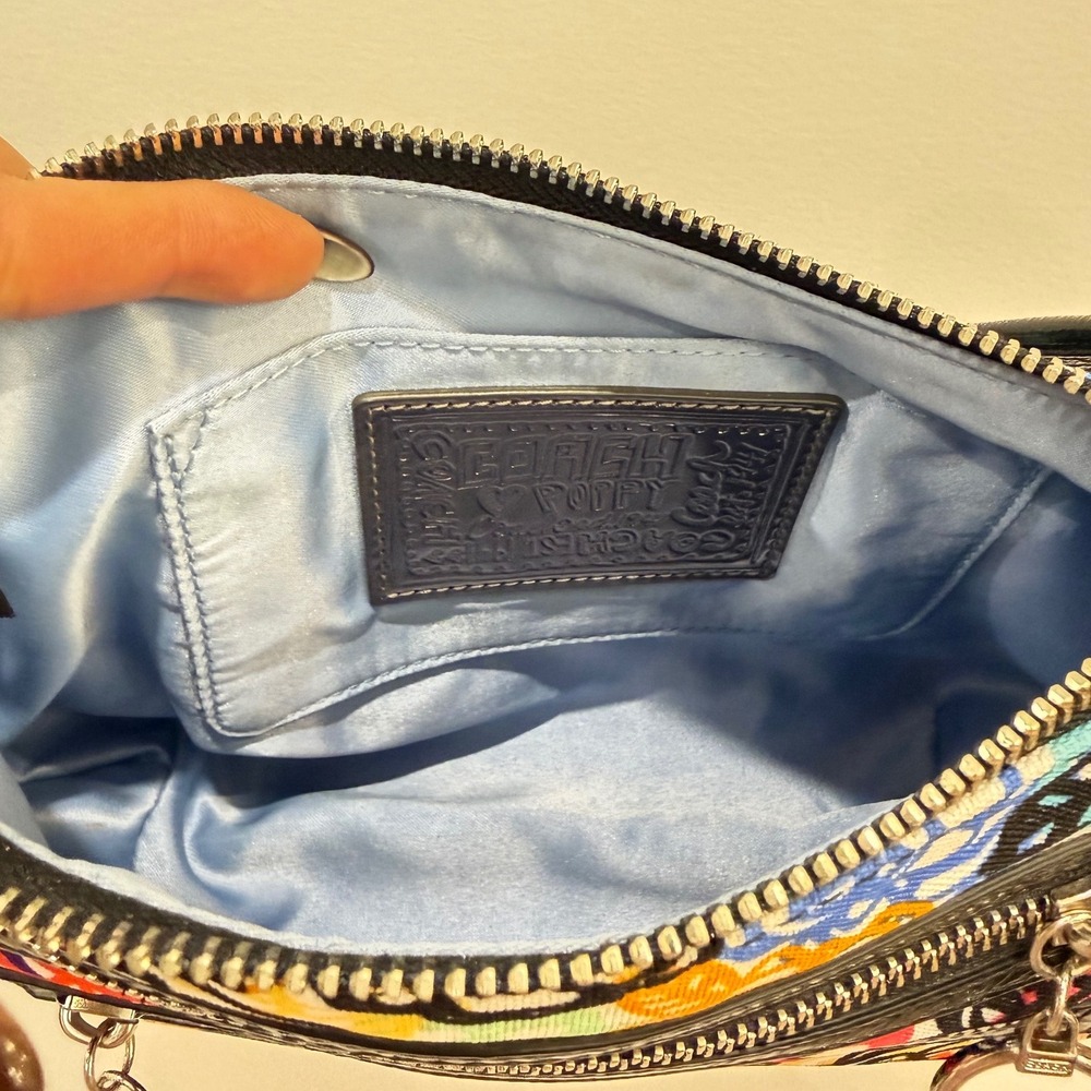 Coach Poppy Graffiti Floral Canvas‎ Shoulder Bag Y2K McBling Rare - Picture 8 of 11